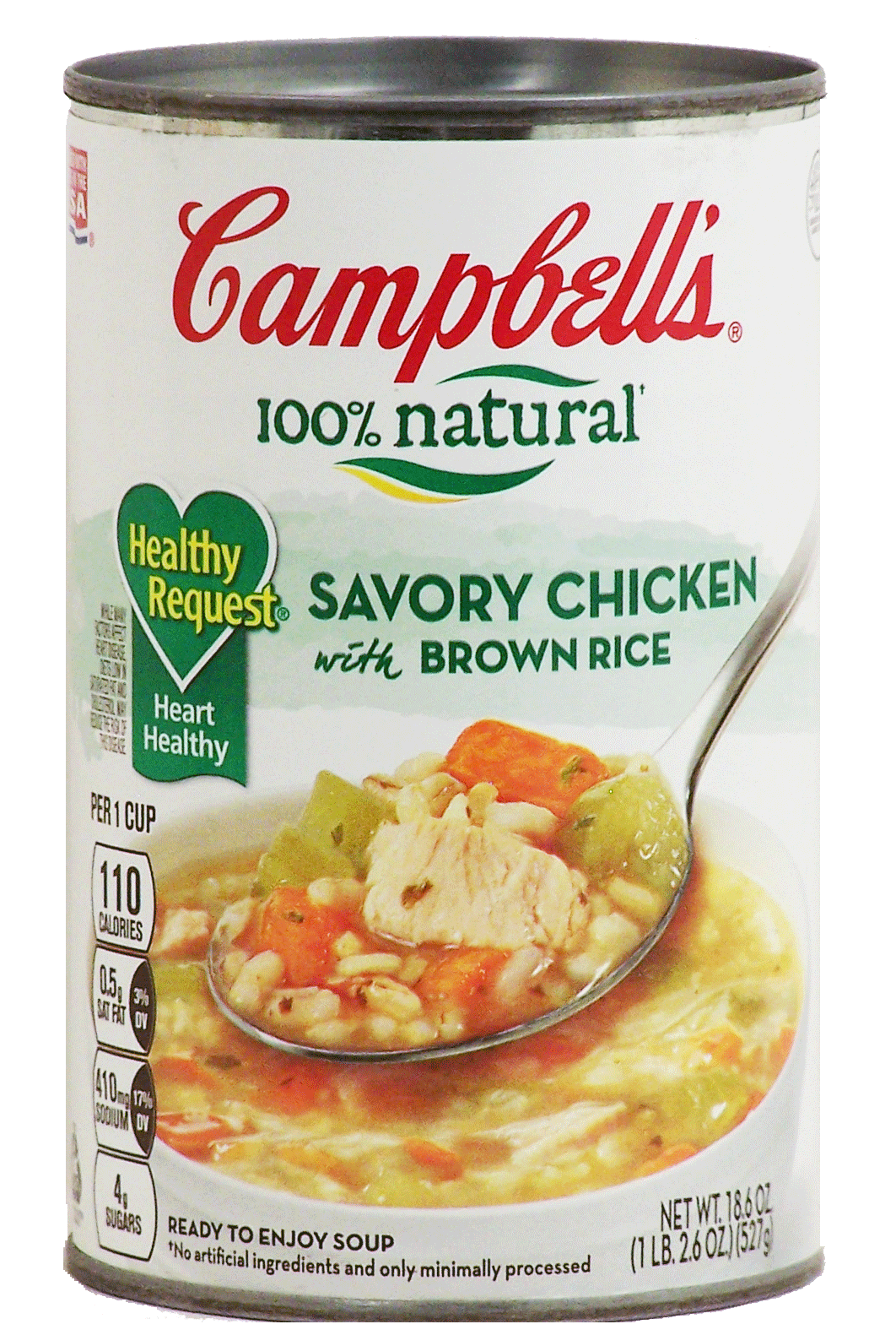 Campbell's 100% Natural Healthy Request, Savory chicken with brown rice ready to enjoy soup Full-Size Picture